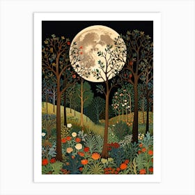 William Morris Moonlight In The Woods 113 Art Print