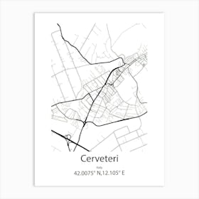 Cerveteri,Italy Minimalist Map Póster