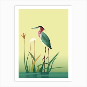 Minimalist Green Heron 1 Illustration Art Print