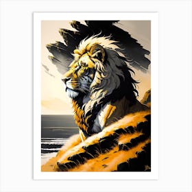 Lion On The Rocks Art Print