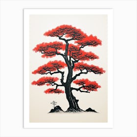 Bonsai Tree 5 Vintage Poster Art Print