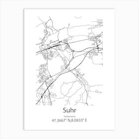 Suhr,Switzerland Minimalist Map Art Print