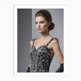 Black And Silver Evening Dress Art Print