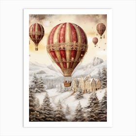 Hot Air Balloons In The Snow Art Print