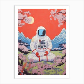 Hippie Astronaut Meditating In Moutn Fuji, Japan 2 Art Print