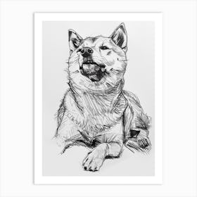 Shiba Inu Dog Line Sketch Art Print