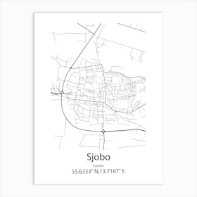 Sjobo,Sweden Minimalist Map Art Print