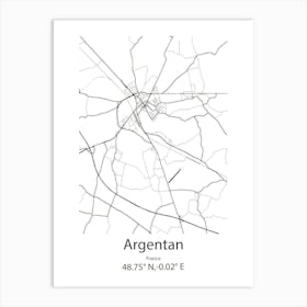 Argentan,France Minimalist Map Art Print