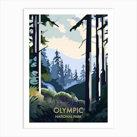 Olympic National Park Matisse Style Vintage Travel Poster 1 Art Print