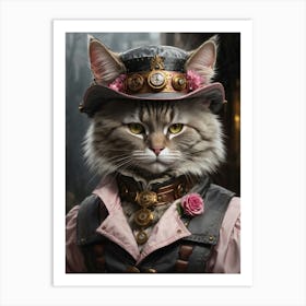 Steampunk Cat 1 Art Print