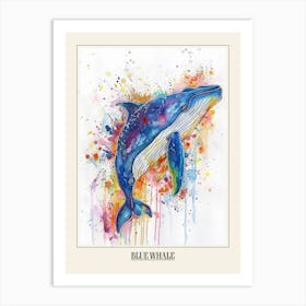 Blue Whale Colourful Watercolour 2 Poster Art Print