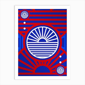 Geometric Abstract Glyph in White on Red and Blue Array n.0069 Art Print