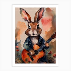 Bunny With Guitar Art Print