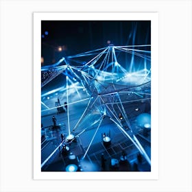 A Geometric Structure Sprawled Across A Global Scale Its Interconnected Nodes Pulsating With Data T (2) Art Print