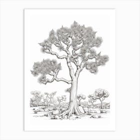  Detailed Drawing Of A Joshua Tree In The Style Of Jam 2 Art Print
