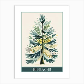 Douglas Fir Tree Illustration Flat 4 Poster Art Print