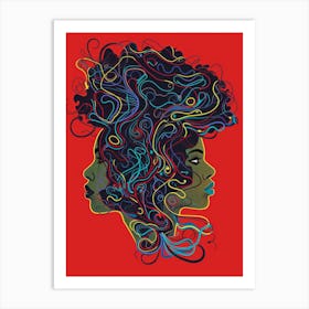 Two Women With Curly Hair Art Print