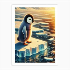 Penguin On Ice 1 Art Print