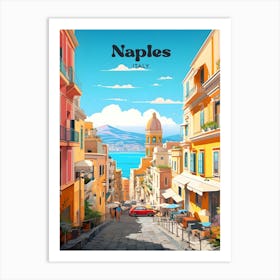 Naples Italy Streetview Modern Travel Illustration Art Print