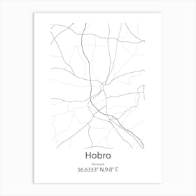 Hobro,Denmark Minimalist Map Art Print