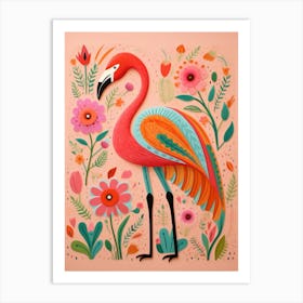 Pink Scandi Flamingo 1 Art Print