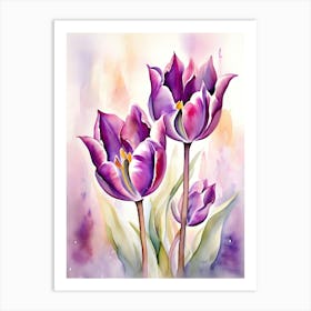 Watercolor Tulips 1 Art Print