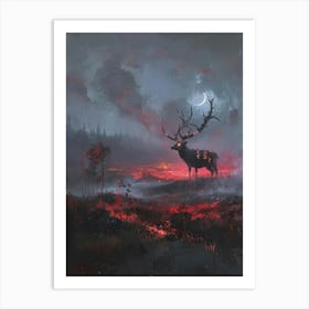 Deer In The Night Art Print