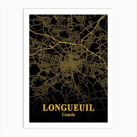 Longueuil Gold City Map 1 Art Print