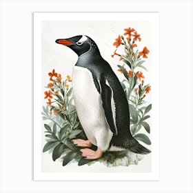 Adlie Penguin Bartolom Island Vintage Botanical Painting 2 Art Print