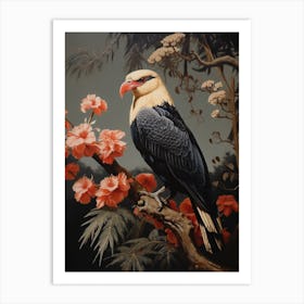 Dark And Moody Botanical Crested Caracara 1 Art Print