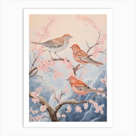 Vintage Japanese Inspired Bird Print Hermit Thrush 1 Art Print
