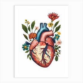 Heart With Flowers Art Print