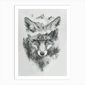 Wolf In The Forest 20 Art Print