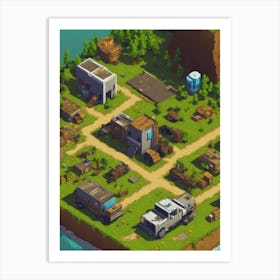 Pixelated Village Wall Art For Living Room 1 Art Print