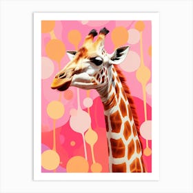 Pink Dotwork Giraffe 5 Art Print