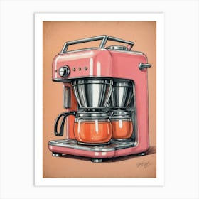 Pink Coffee Maker Art Print