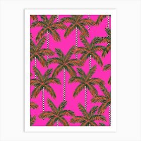 Palm Trees On Pink Background 1 Art Print