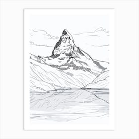 Matterhorn Switzerland Italy Line Drawing 1 Art Print