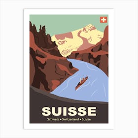 Switzerland, River and Mountains Art Print