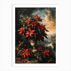 Baroque Floral Still Life Poinsettia 2 Art Print