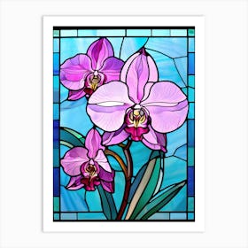 Orchids In Stained Glass Art Print