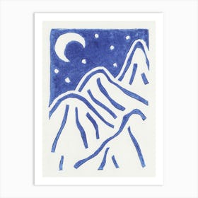 Linocut Starry Night Art Print