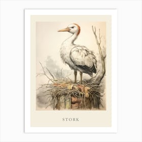 Beatrix Potter Inspired  Animal Watercolour Stork 3 Art Print