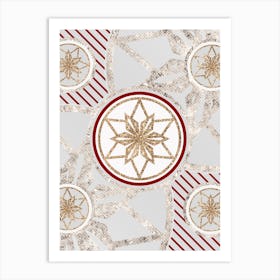 Geometric Abstract Glyph in Festive Gold Silver and Red n.0082 Art Print