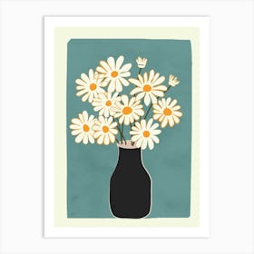 White Daisy Bouquets in Vase 1 Art Print