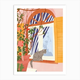 Cat On Window Art Print