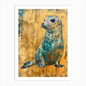 Baby Seal Gold Effect Collage 4 Art Print