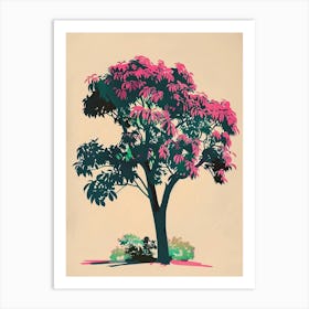 Mahogany Tree Colourful Illustration 2 Art Print