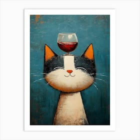 Cat Balances Wine 3 Art Print