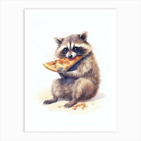 Raccoon Eating Pizza 1 Art Print
